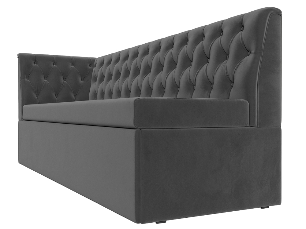 Диван кухонный прямой Маркиз с углом слева, Серый, Велюр, 112828L