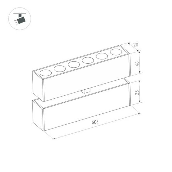 Трековый светильник для магнитного шинопровода Arlight MAG-DOTS-FOLD-25-S600-18W Day4000 034222