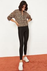 Qadın üçün qara rəng, parlaq, streç material lasina 2253399