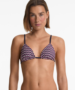 OYSHO Треугольный топ для бикини, связанный крючком в технике «елочка», фуксия