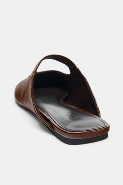 ZARA БАЛЕТКИ-МЮЛИ, КОРИЧНЕВЫЙ