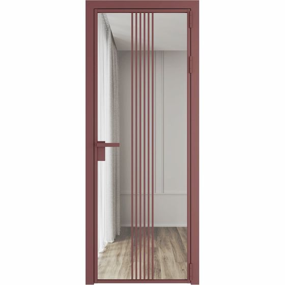 Алюминиевая дверь 18AG красный антрацит стекло прозрачное