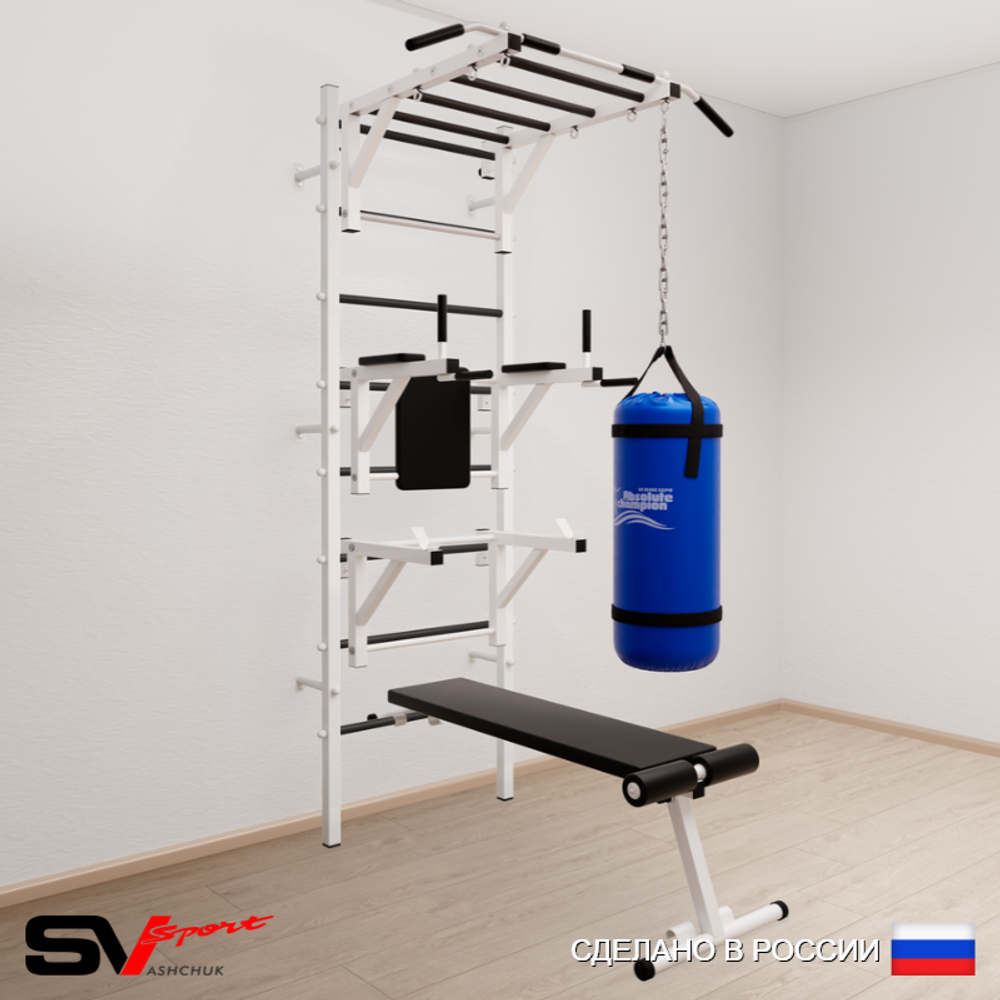 Шведская стенка Sv Sport 5263 (Турник рукоход/Брусья/Стойка/Скамья/Цепь/Мешок 30кг)