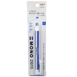 Ручка-ластик Tombow MONO Zero Eraser (прямоугольный наконечник, 2,5х5 мм, сине-бело-черный корпус)