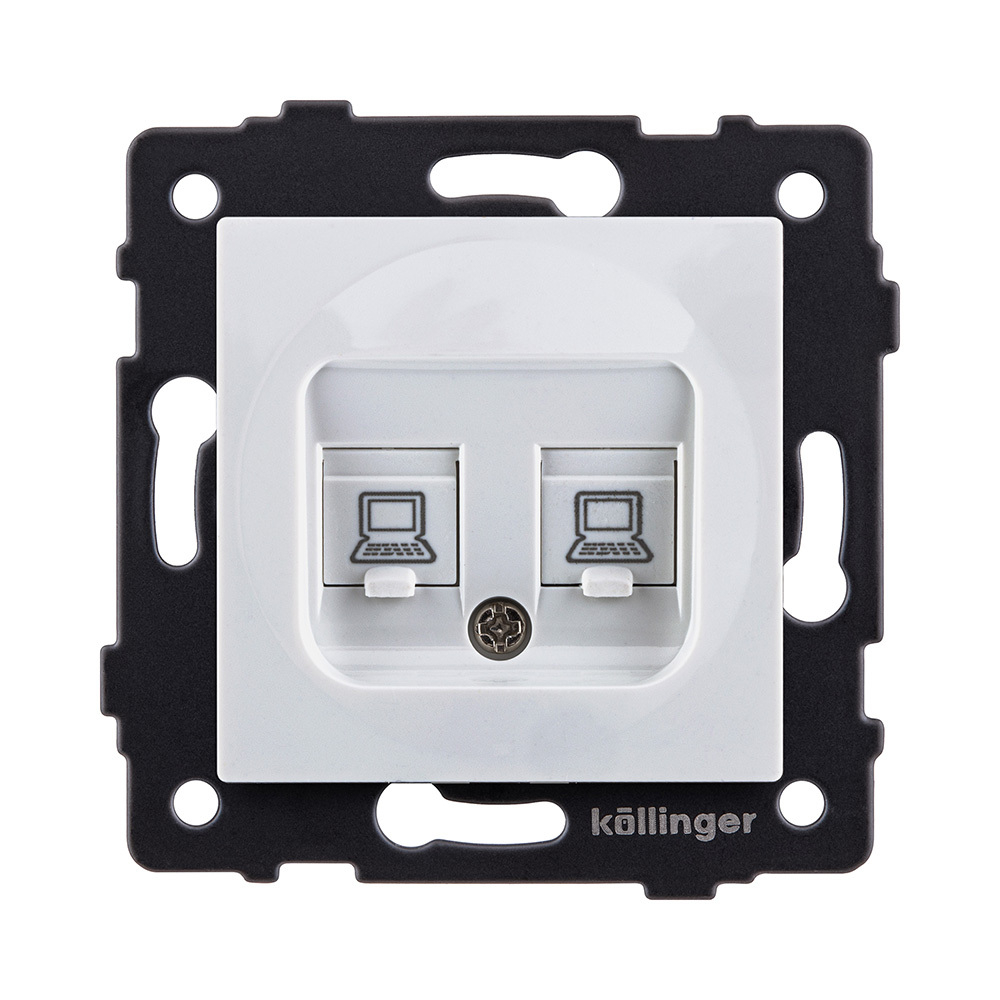 Розетка двойная Ethernet RJ45 Cat.5, белый Kollinger REA-015WH для Aspekt, Eleganz, Reflex