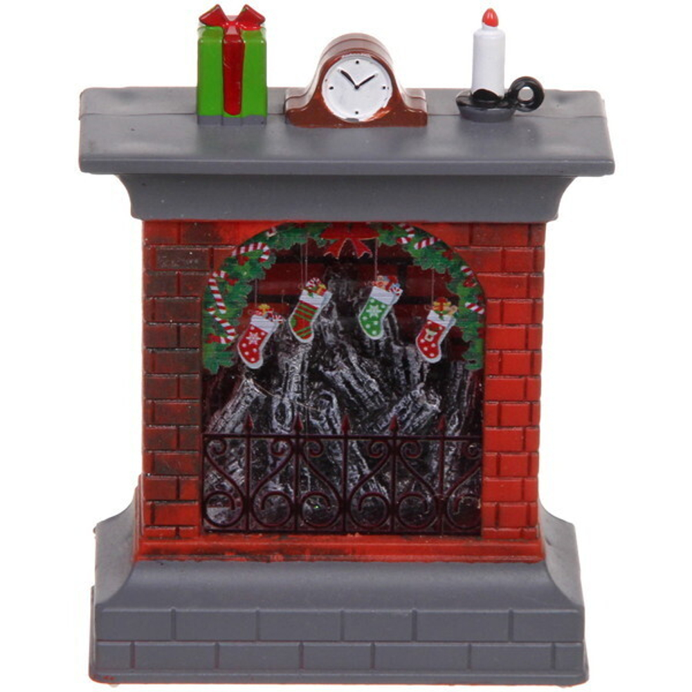 Сувенир с подсветкой «Камин с игрушками» 10,5*8 см