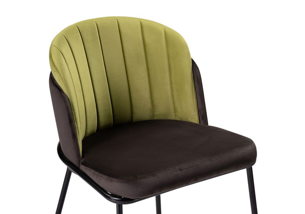 Стул на металлокаркасе Сиолим темно-коричневый / оливковый / черный глянец