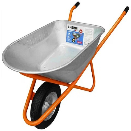 СИБИН СТ-12, 90 л, 180 кг, одноколесная, пневматические колеса, строительная тачка (39904)