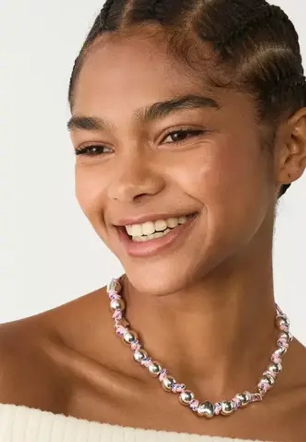STRADIVARIUS Веревочное ожерелье, серый