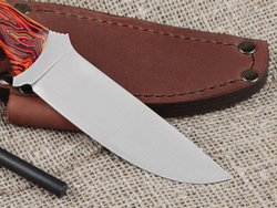 Нож для бушкрафта "Форест", сталь VG-10/Elmax, рукоять микарта (красно-оранжевая)