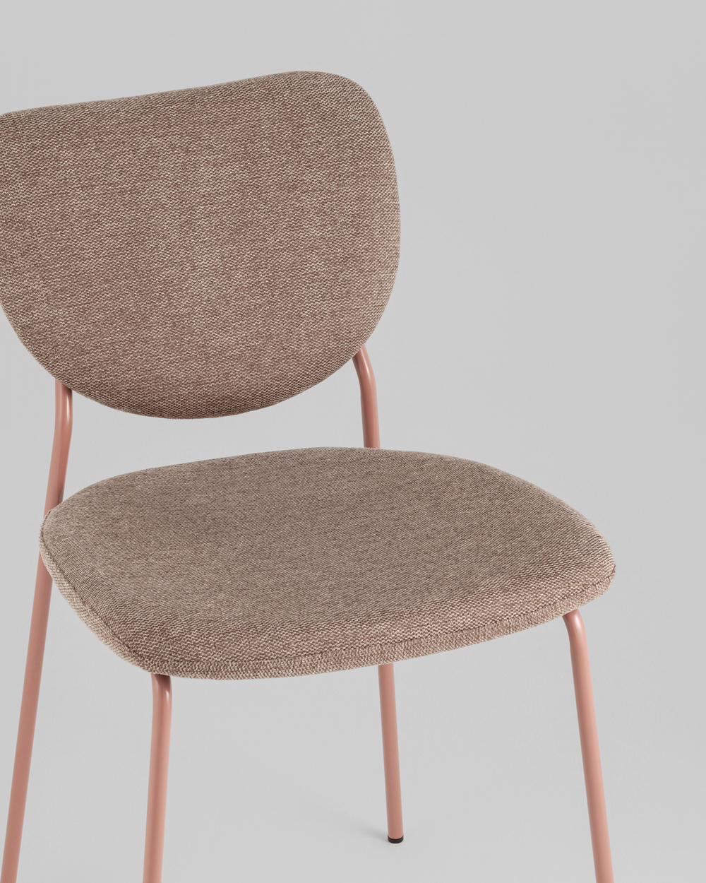 Стул обеденный Gigi шенилл коричневый розовые ножки