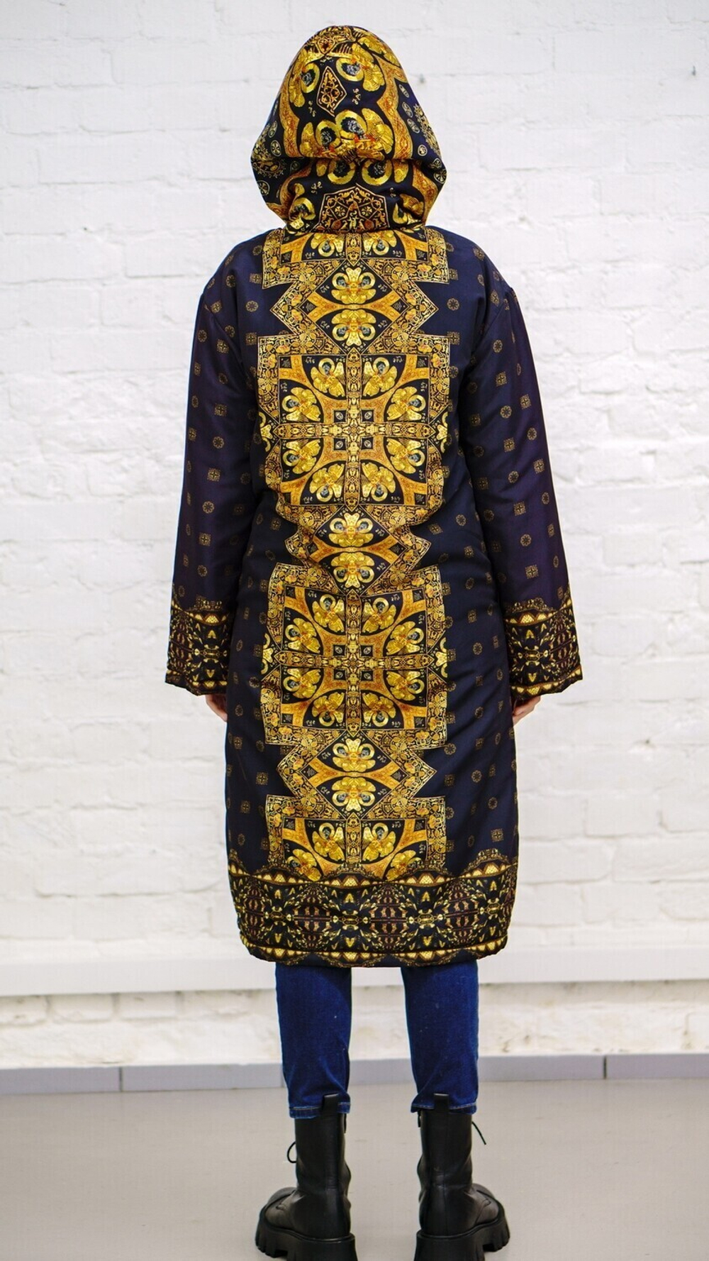 Двустороннее пальто-парка "Византия", по мотивам русского золотного шитья в церковных одеяниях