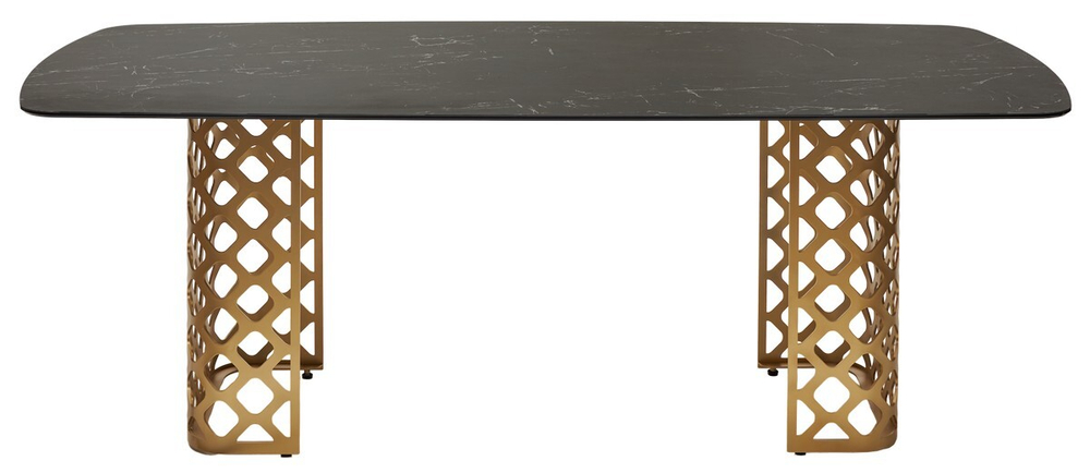 Стол CHIAVARI 220 KL-116 Черный мрамор матовый, итальянская керамика / бронзовый, ®DISAUR
