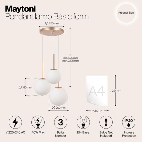 Подвесной светильник Maytoni Basic form MOD321PL-03G1