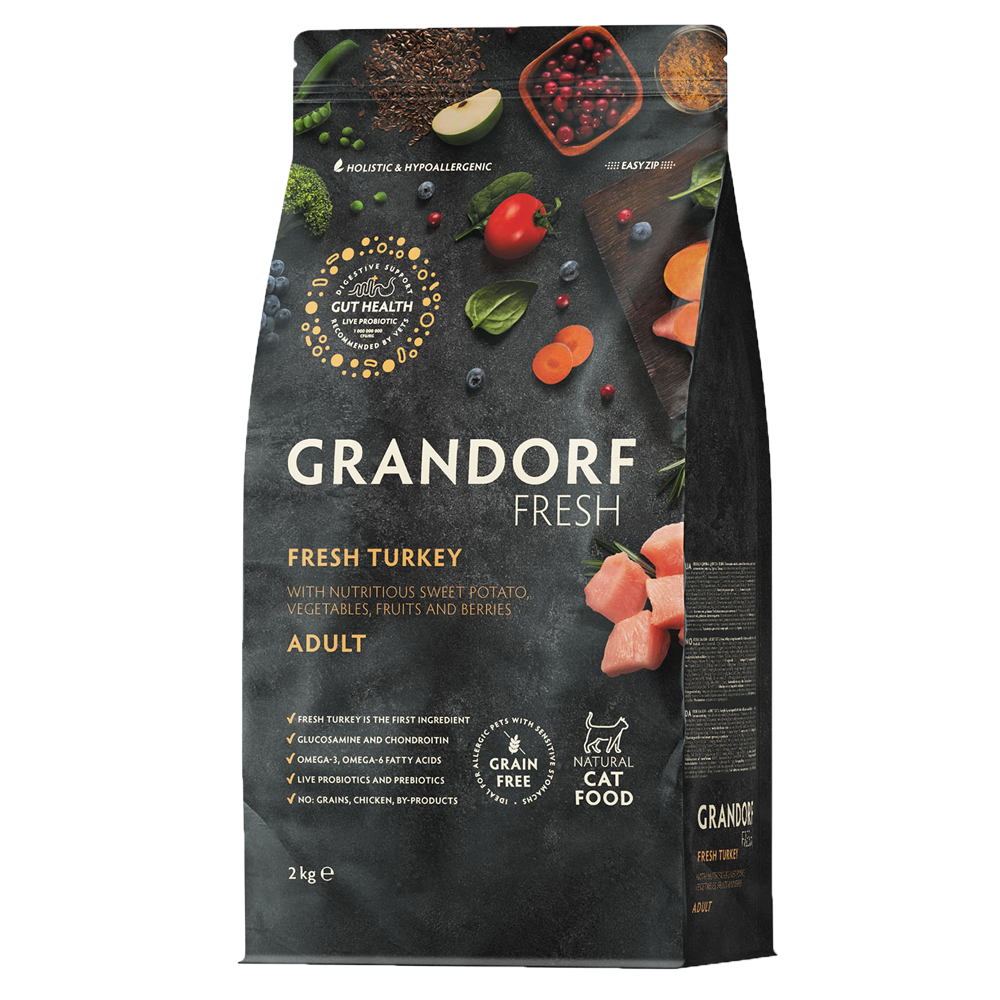 GRANDORF FRESH Turkey & Potato Adult - индейка & батат для кошек от 1 года (Биоразлагаемая упаковка)