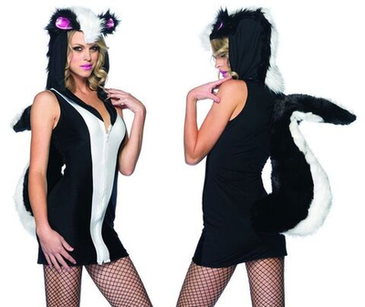 Игровой костюм очаровательного скунса (Размер: M-L) (Цвет: черный с белым)