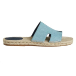 Hermes Antigua Straw Shoes Slippers Fashion Sandals Men's Denim Blue, H221833ZH CB