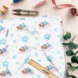 Ткань флис спящие медвежата