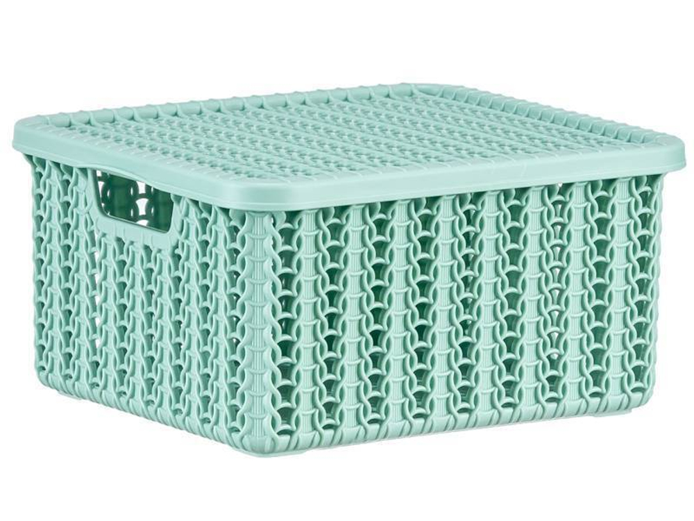 Коробка 1,5л Вязание с крышкой, фисташковый