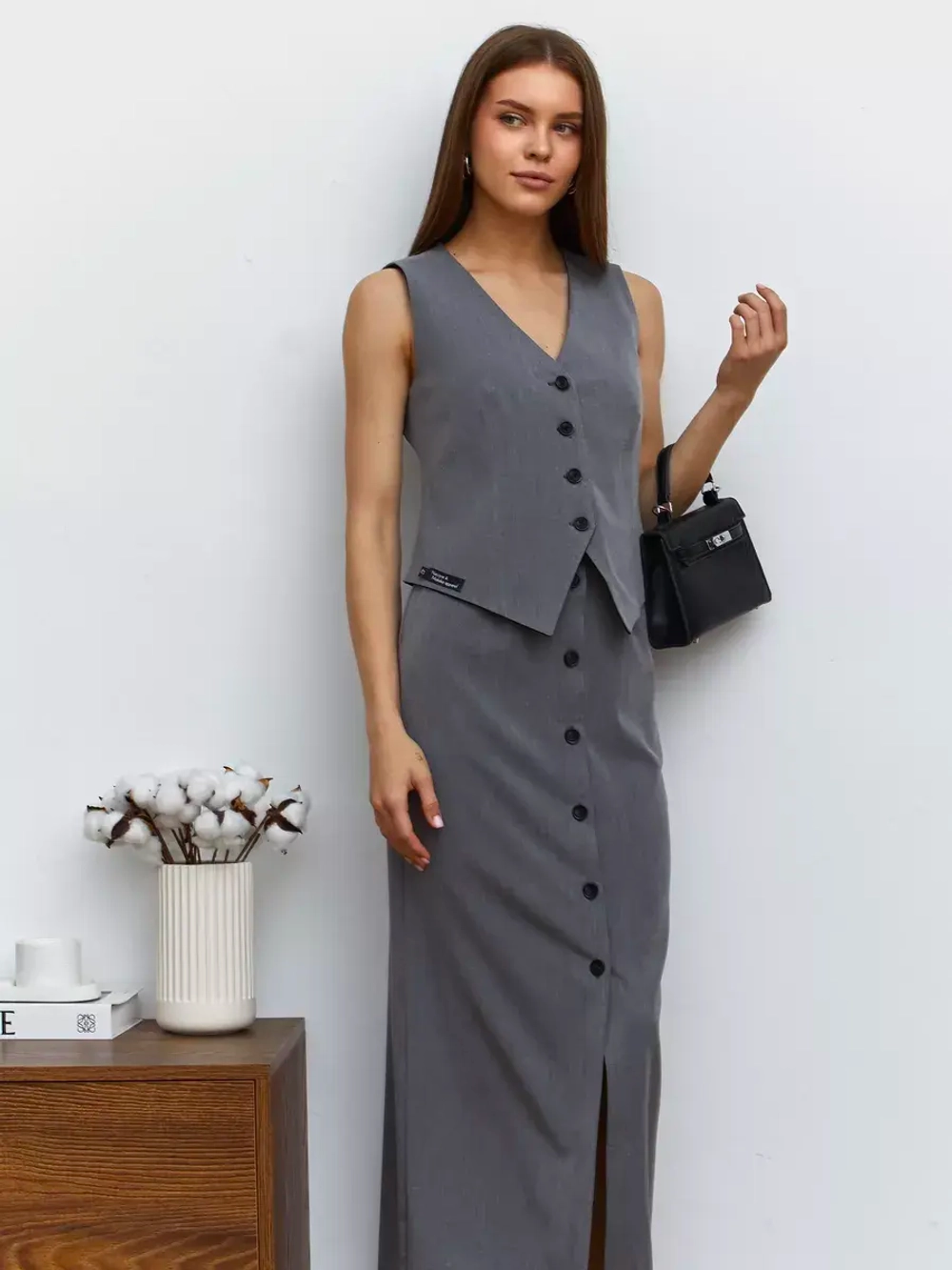 Юбка длинная на пуговицах