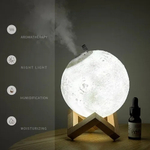Увлажнитель воздуха, Аромадиффузор + Светильник, ночник Луна 3Д, "3D Moon Lamp Humidifier" 880мл / D-15см