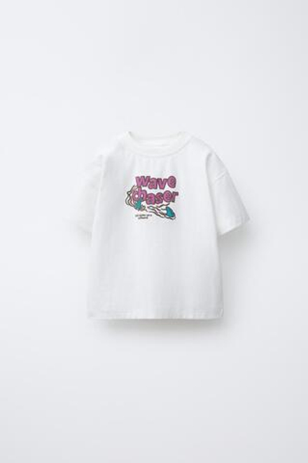 ZARA ФУТБОЛКА С НАДПИСЬЮ, ЭКРЮ