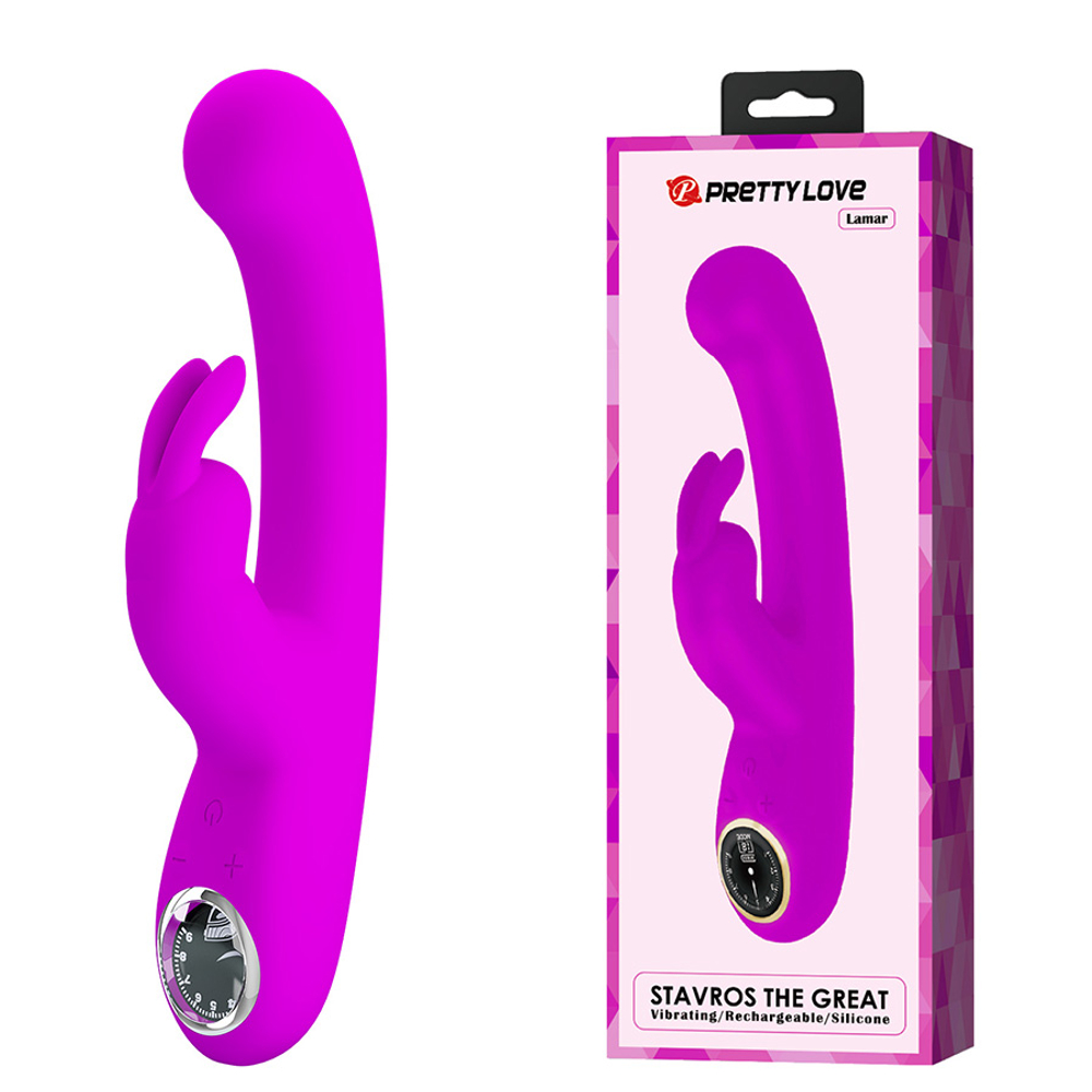 Фиолетовый вибратор-кролик 22см с LED-дисплеем Pretty Love Lamar Rabbit Vibrator & G-Spot Purple BW-500004-LED
