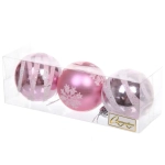 Новогодние шары 6 см (набор 3 шт) «Загадка», Розовый