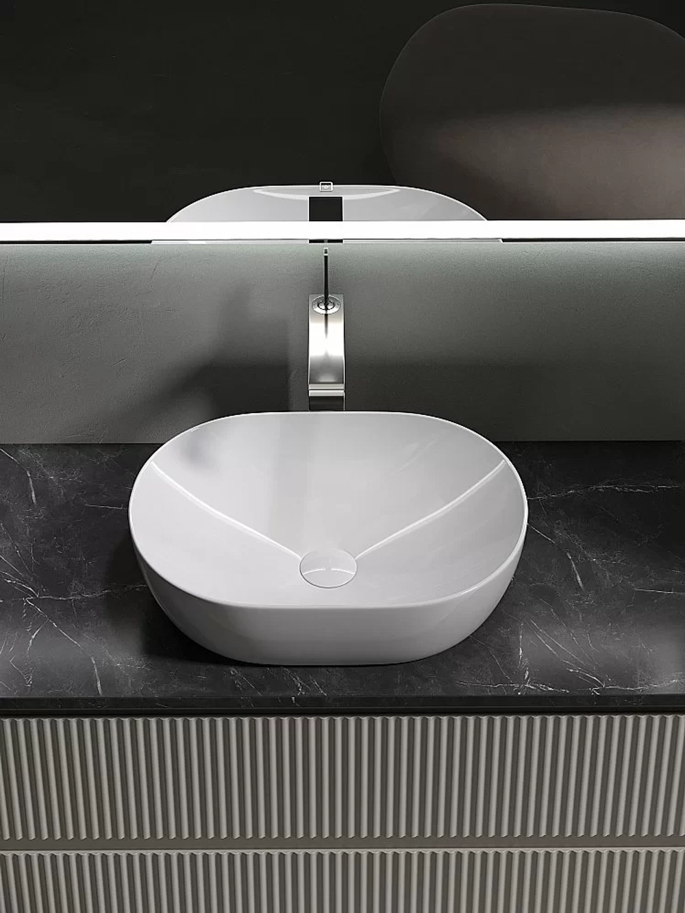 Тумба с раковиной Sancos SNOB R 100 со столешницей, бежевая матовая