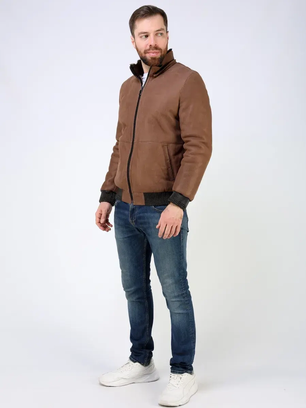 Дубленка зимняя натуральная бомбер