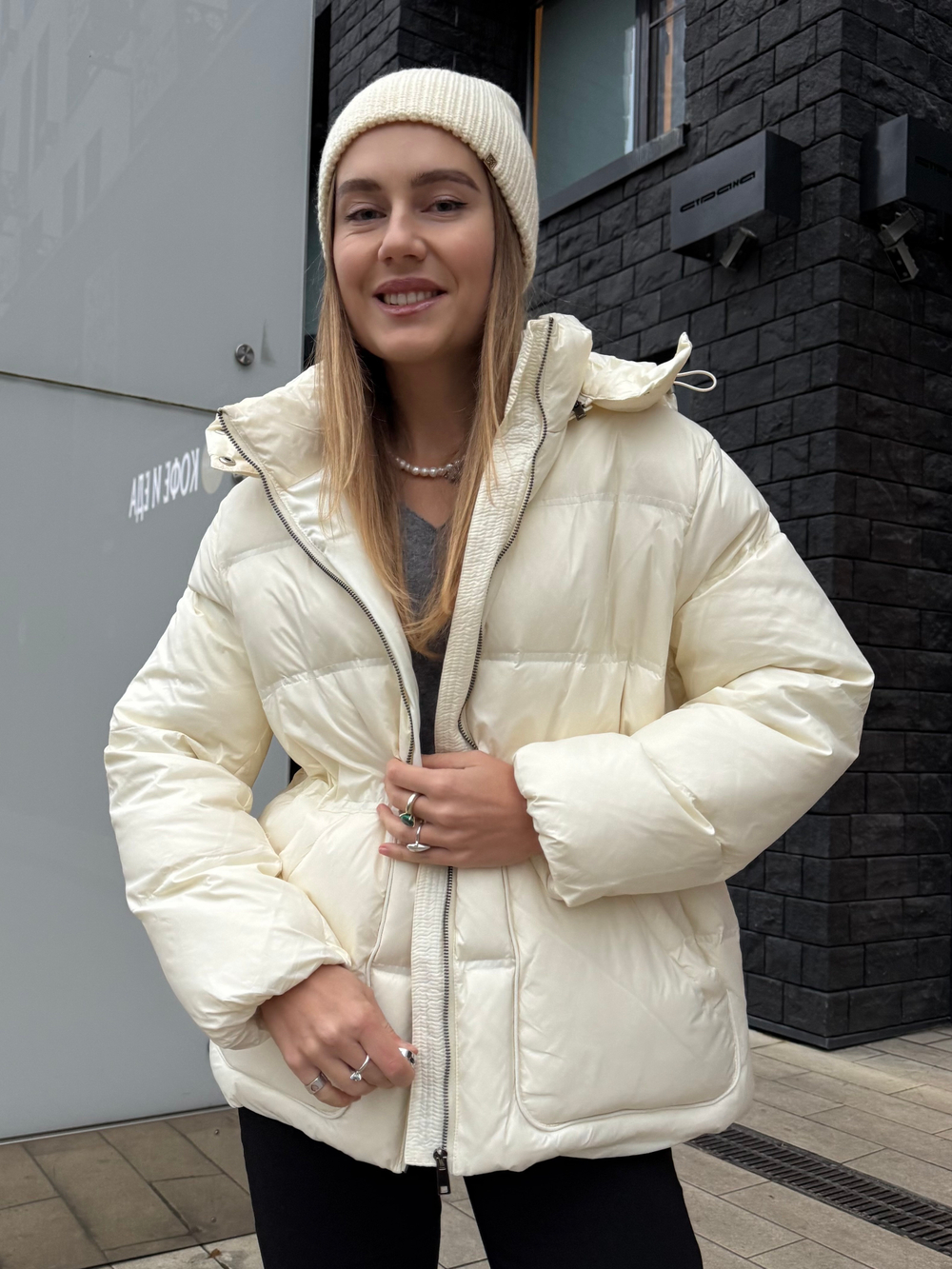 Пуховик BAE лак белый