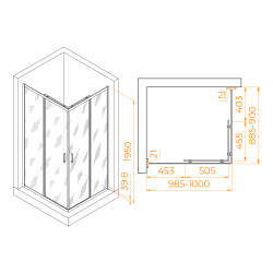 Душевой уголок RGW PA-040B (Прозрачное, 900x1000)