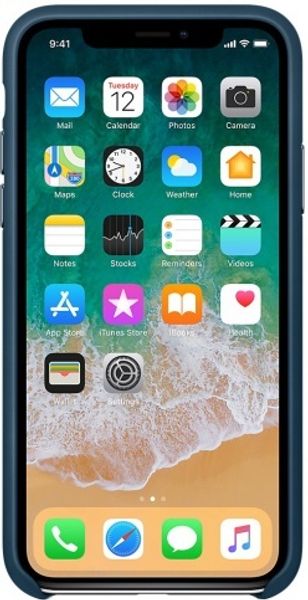 Клип-кейс Apple Leather Case для iPhone X (космический синий)