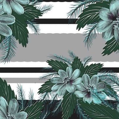 Голубые цветы на полосках