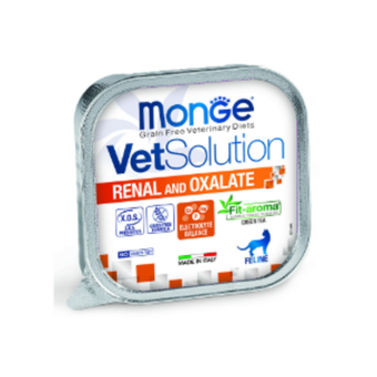 Влажный корм диетический Monge VetSolution Cat Renal and Oxalate Ренал и Оксалат для кошек при ХПН и профилактике образования оксалатов 100 г - 24 шт