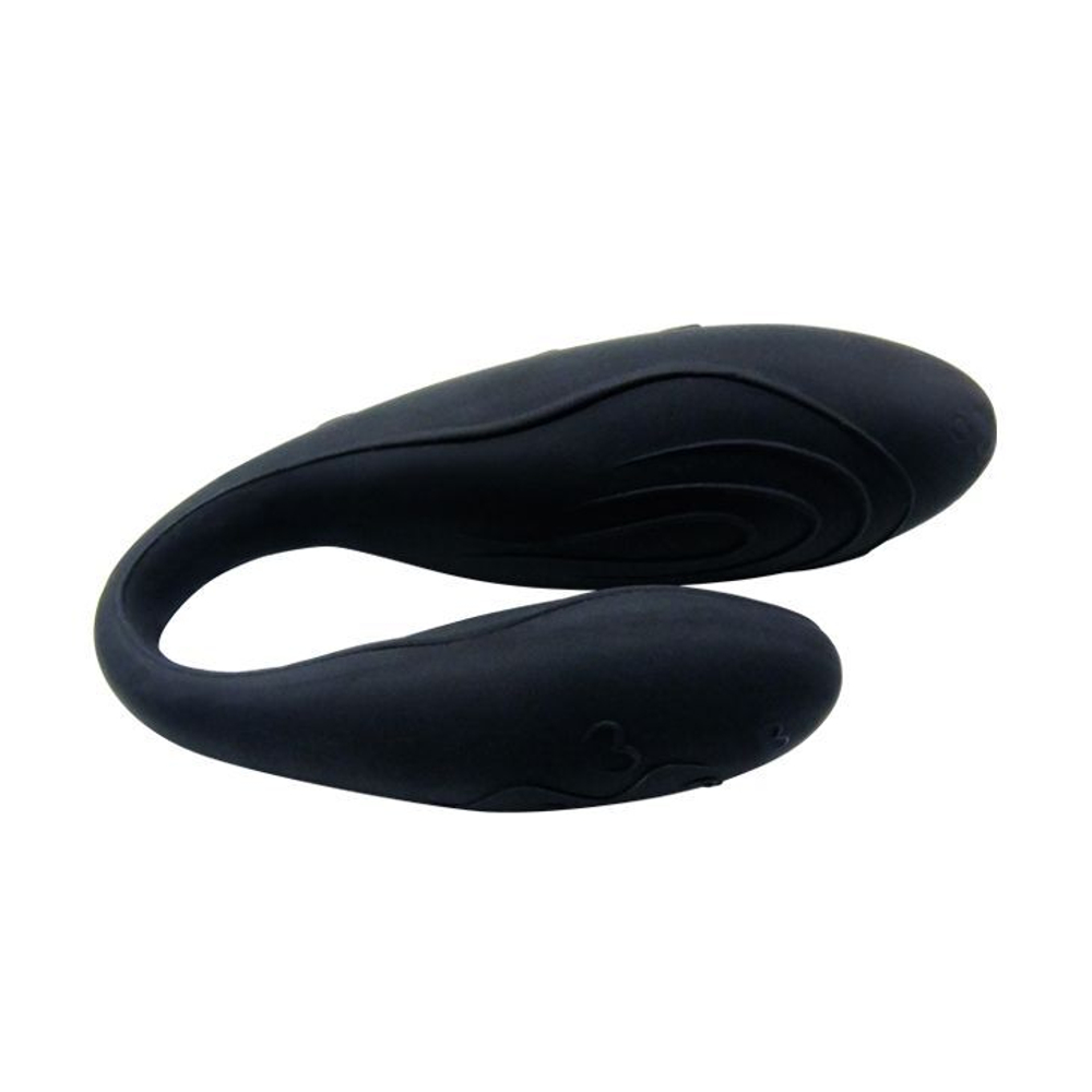 Чёрный вибромассажер для пар Indulgence Plus с ДУ