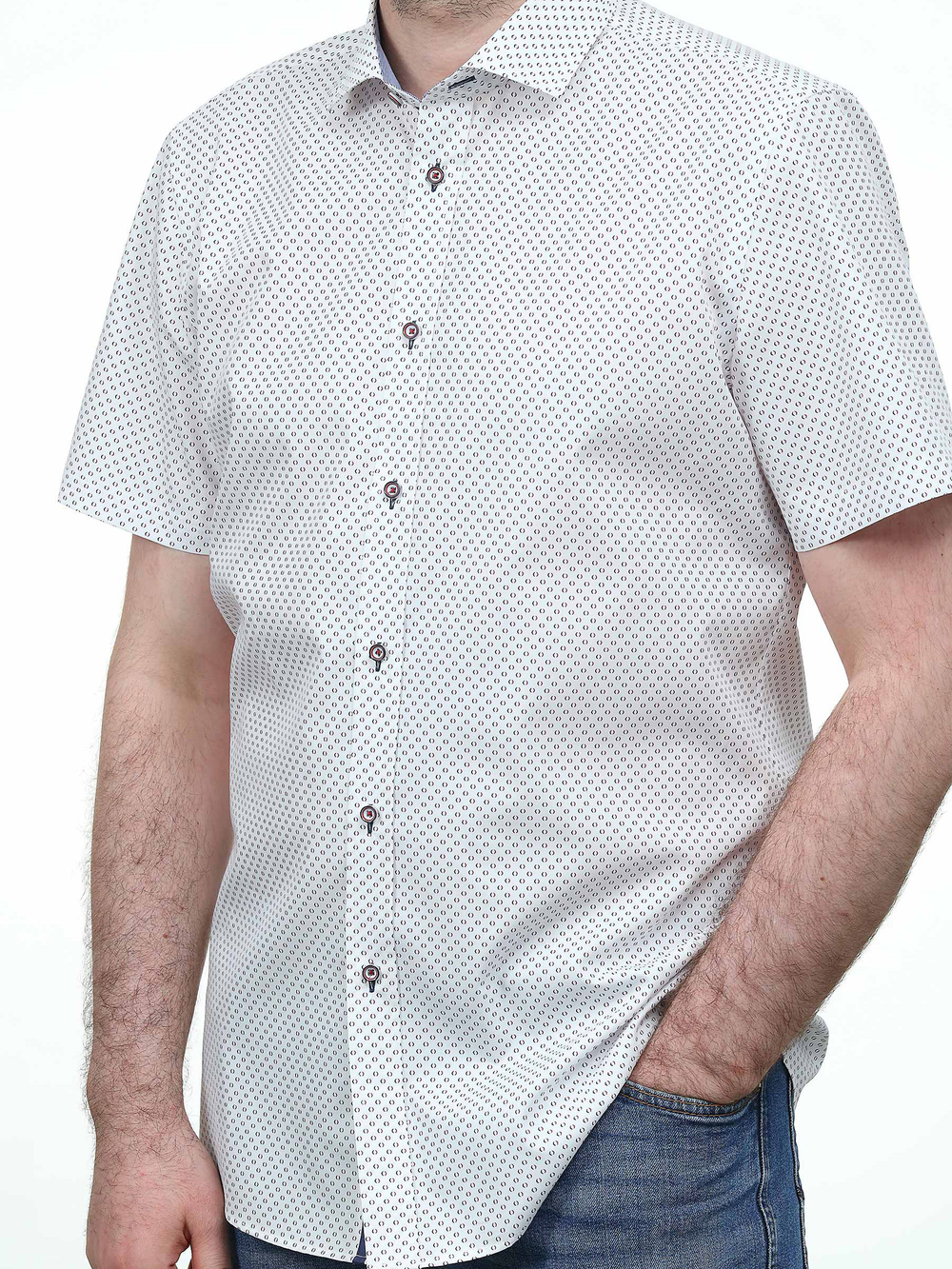 Сорочка мужская VESTER короткий рукав, мелкий геометрический рисунок 72114 73