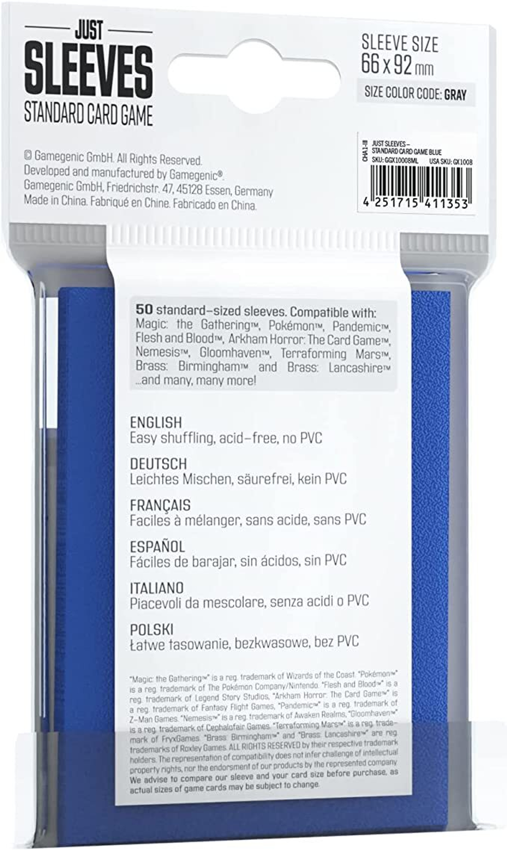 Протекторы для карт Just Sleeves Blue (50)