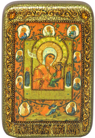 Икона Образ Божией Матери "Хлебенная (Запечная)" 15х10см на натуральном дереве в подарочной коробке