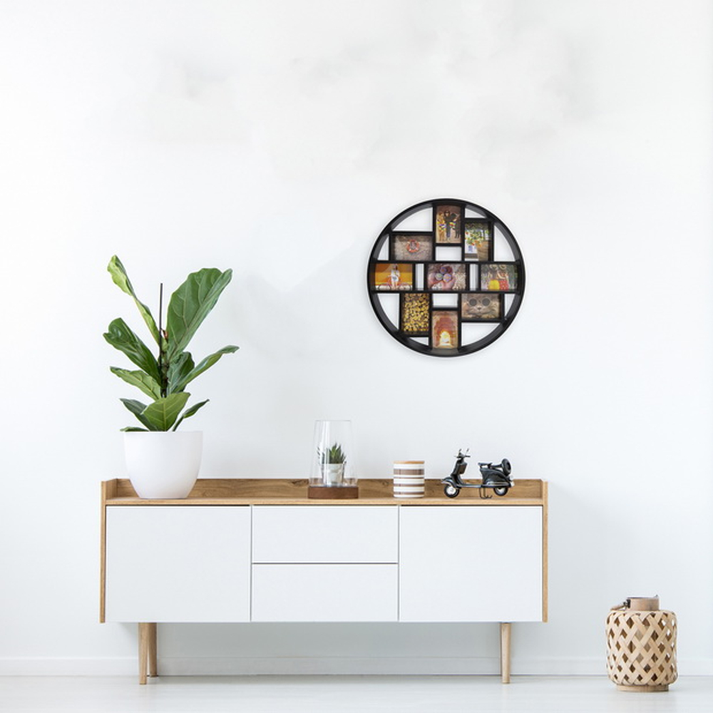 HENZO 81220 на 9 фото10х15 ( 56x56см) Discus пластик (черная) ф/рамка-галерея