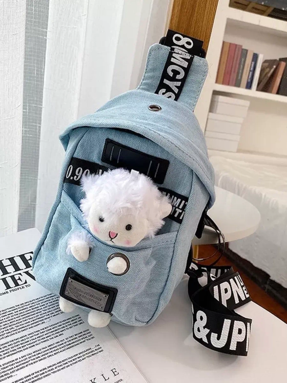 Сумка для подростка джинсовая через плечо игрушка кросс-боди