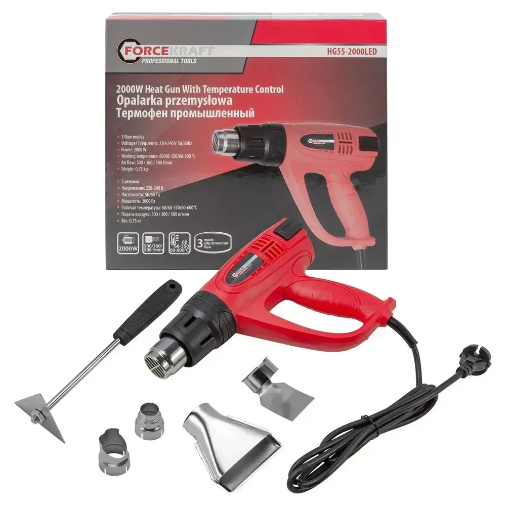 Фен промышленный электрический с насадками 220В,50/60Гц,2000В