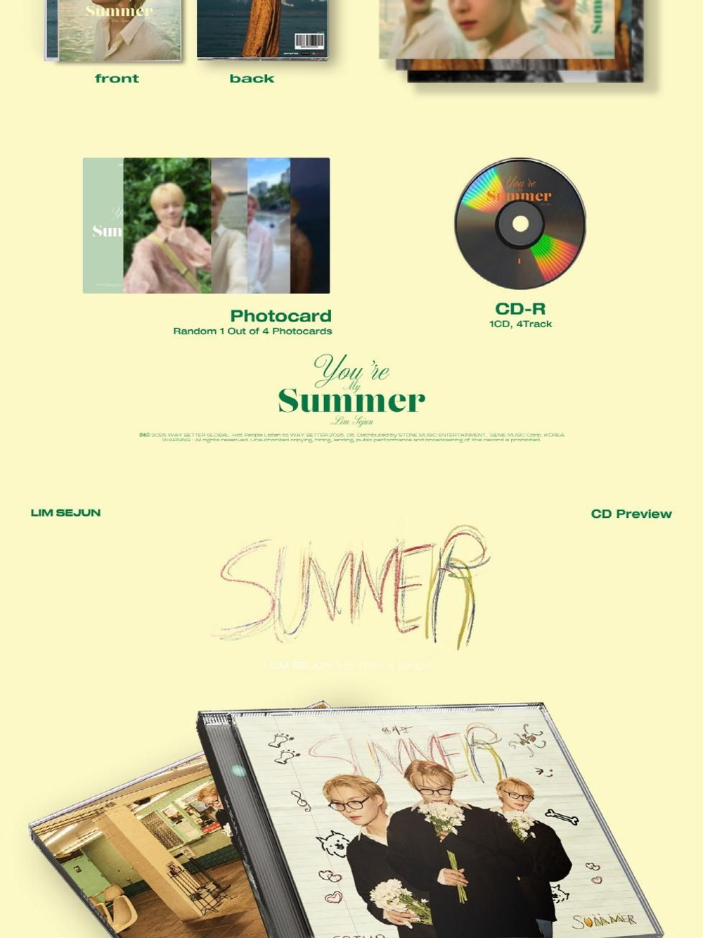 Альбом LIM SEJUN - YOU'RE MY SUMMER 1st Debut Single Album 2 Version SET