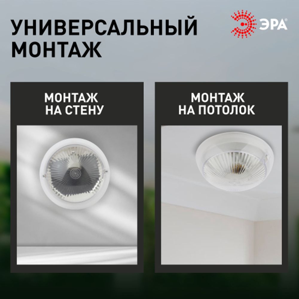 Светильник ЭРА НБП 06-60-101 с фото-шумовым датчиком Сириус IP54 E27 max 60Вт D220 круг призма акустический | Светильники ЖКХ IP54