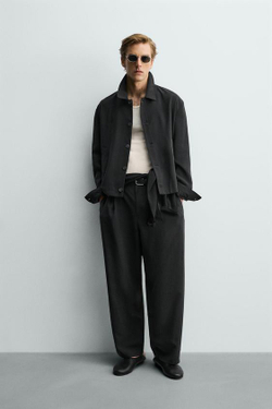 ZARA СТРУЯЩИЕСЯ БРЮКИ СО СКЛАДКАМИ, ЧЕРНЫЙ