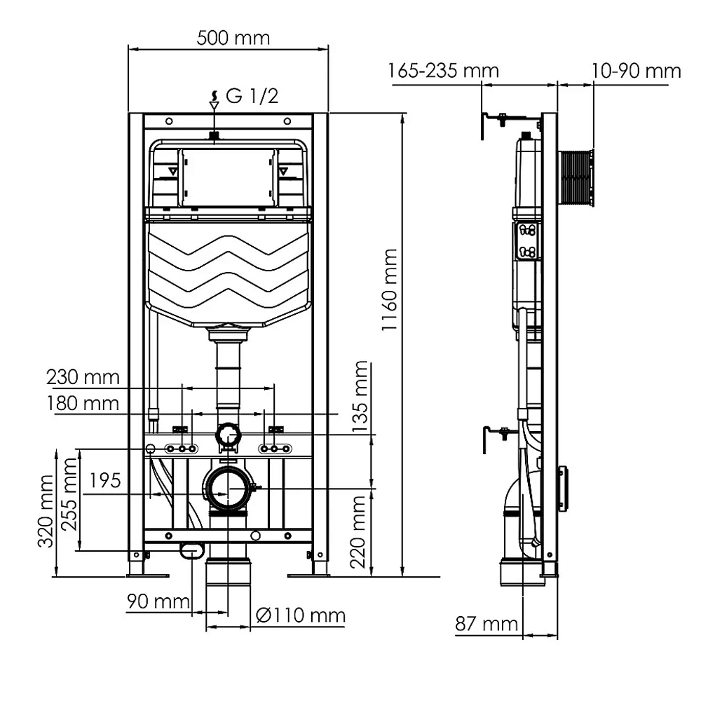 Инсталляция для унитаза WasserKraft Aller 10 10TLT.010.ME.PG04 с кнопкой золото