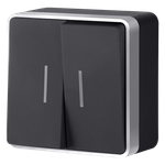 Выключатель двухклавишный с подсветкой Gallant черный с серебром W5020134 W5020134