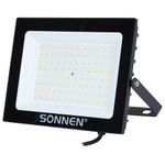 Прожектор светодиодный 100 Вт, 6500 К, 8000 Лм, 100 м2, IP65, 250x178x27 мм, черный, SONNEN, 238415