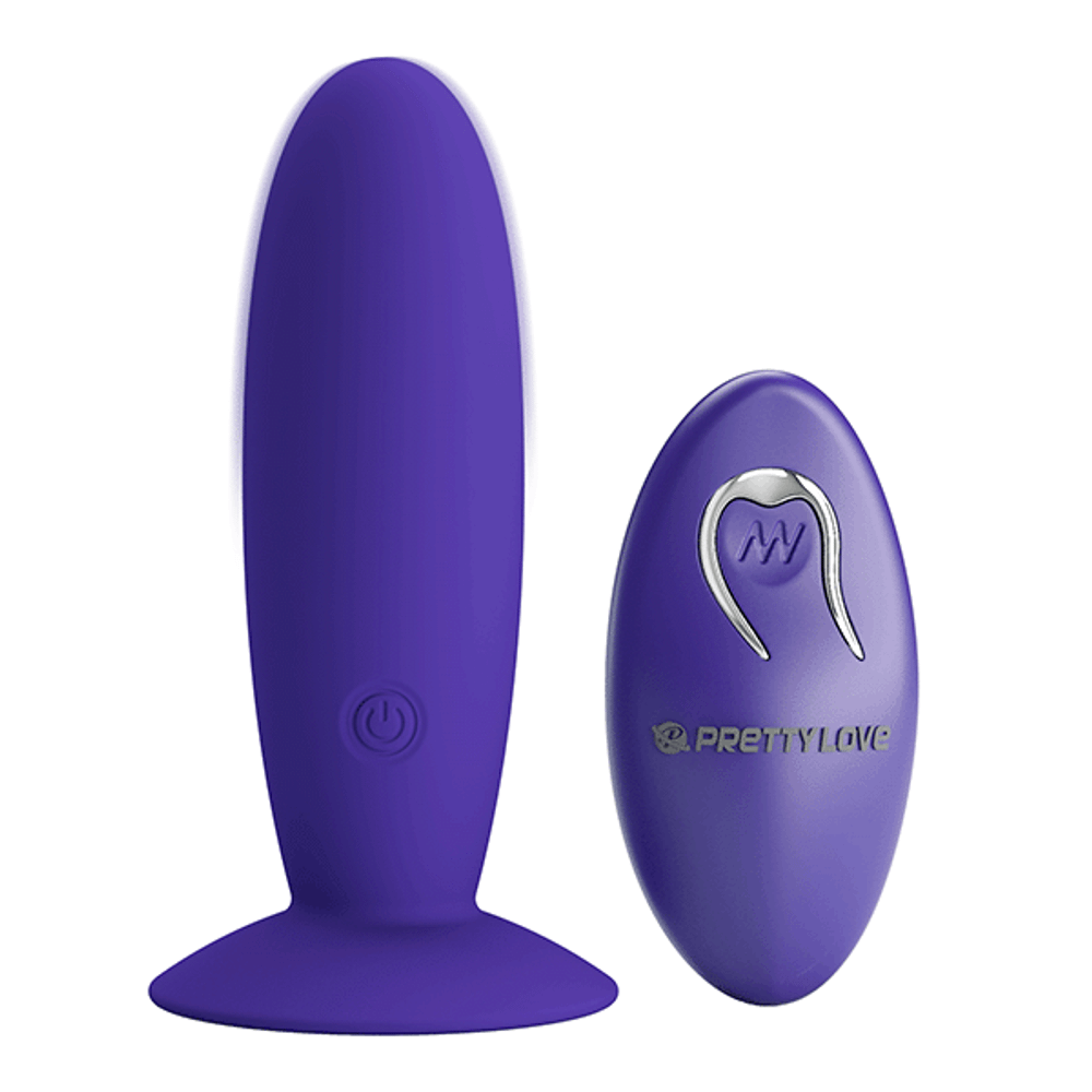 Фиолетовый анальный вибростимулятор 11см с пультом ДУ Pretty Love Remote Control Vibrating Plug Youth BI-040045WL