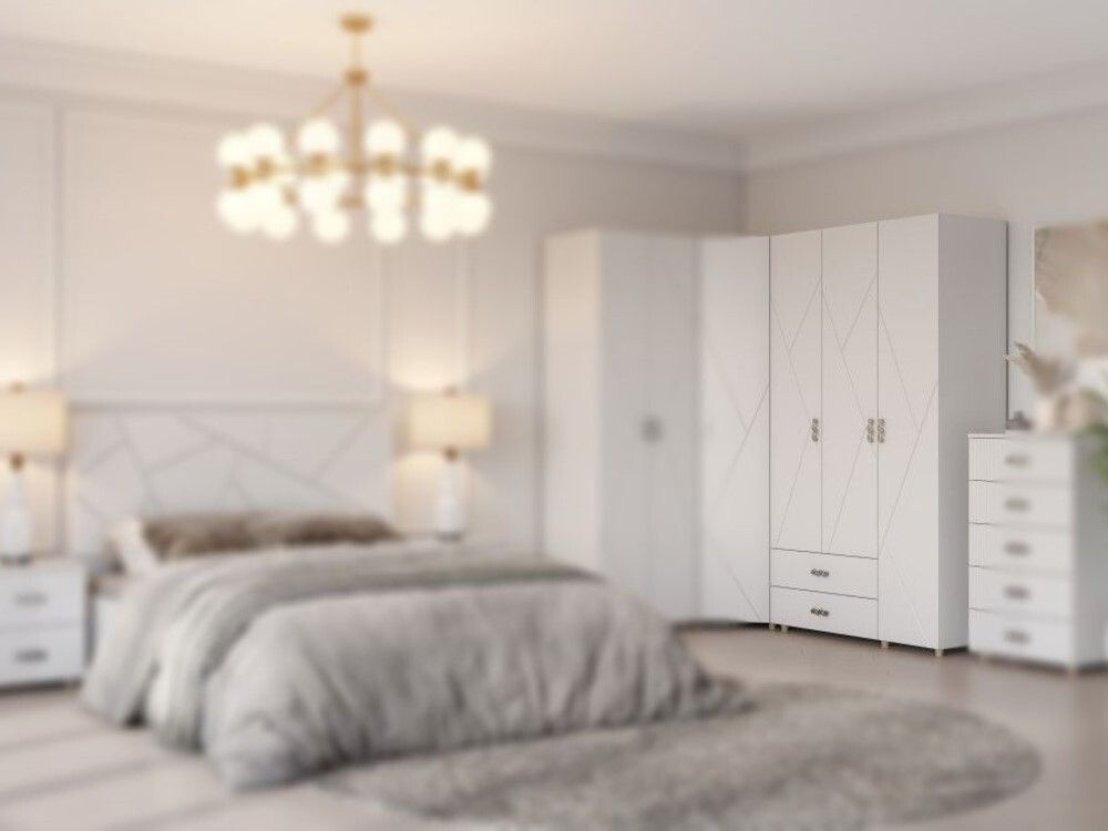 Шкаф 3-ств с 2 ящиками МС "Сандра"(Белый лофт)